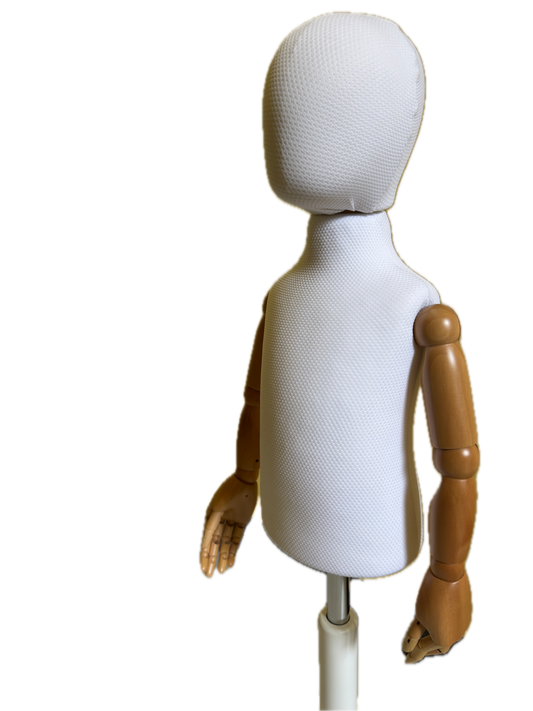 Busto bambino bianco con braccia e testa