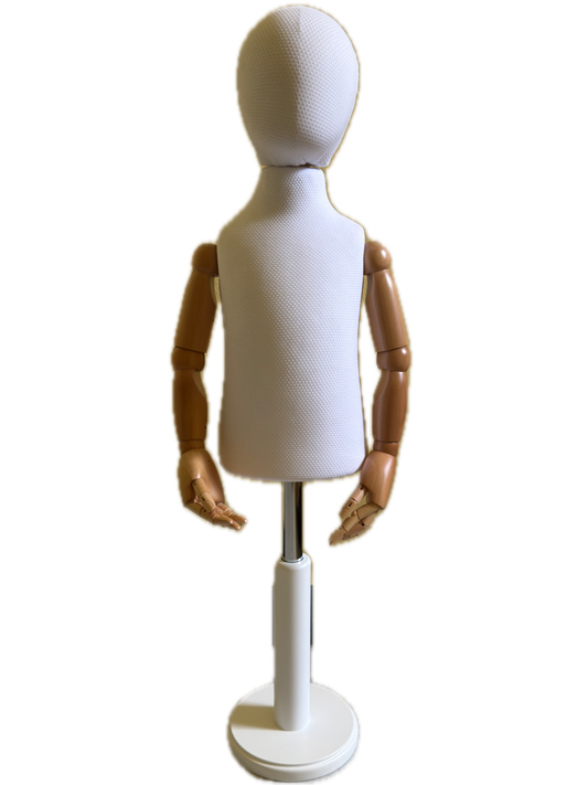 Busto bambino bianco con braccia e testa